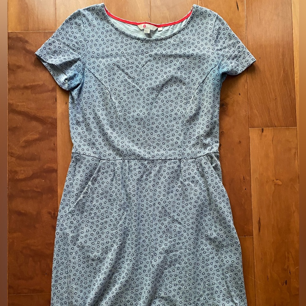 Boden Blue Casual Sundress Short Sleeve Crew Neck Mini